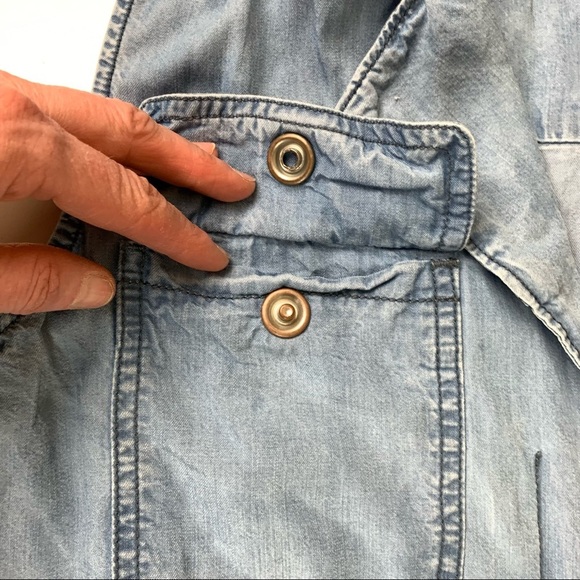 ANTHROPOLOGIE Sanctuary Chambray Button-down cinched waist Denim sleeveless Vest - Picture 2 of 11